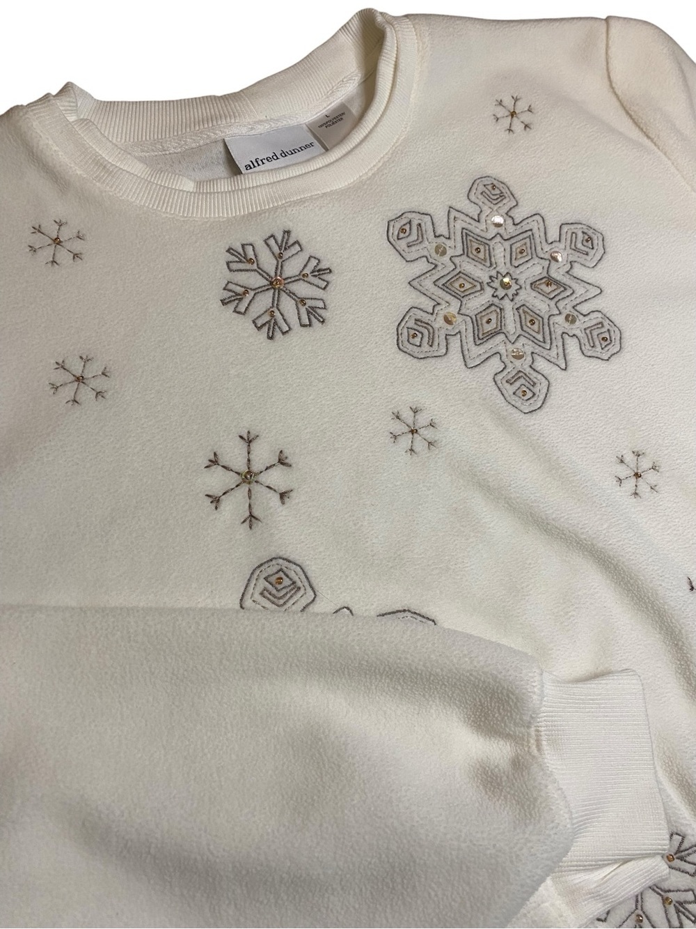 Alfred Dunner Sweater Women’s L 90s Snowflakes Winter Casual Holiday Party
